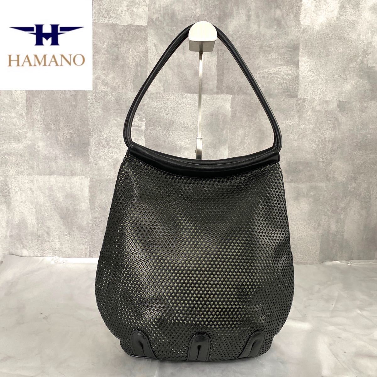 美品 HAMANO ハマノ 濱野皮革工藝 皇室御用達 フォーマル 黒 ブラック ハンドバッグ トートバッグ ショルダーバッグ レザー 高級 希少 A4