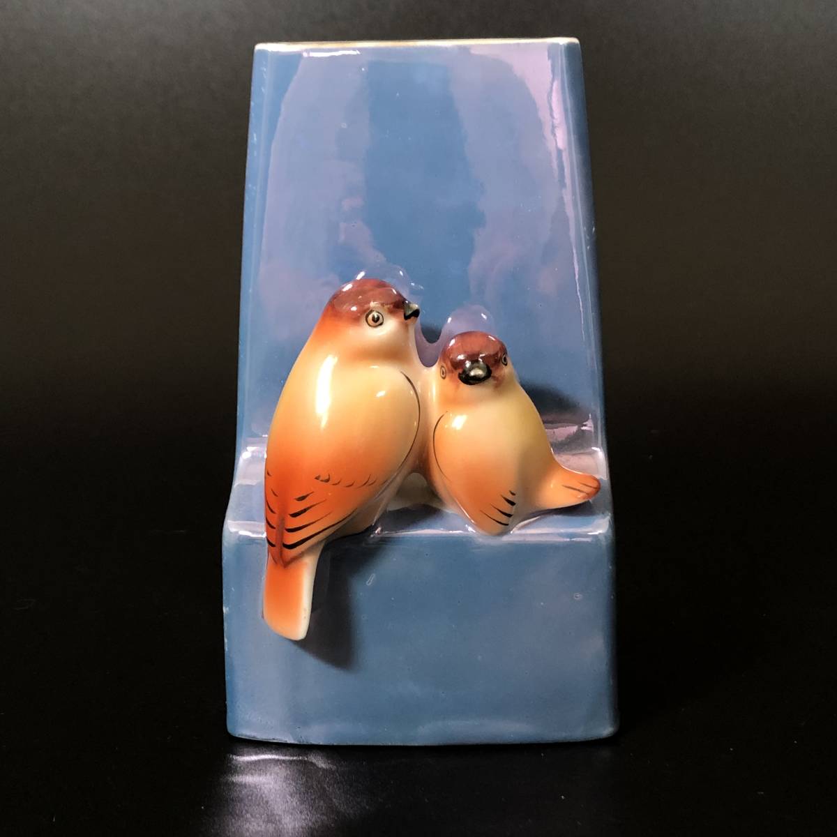 オールドノリタケ⁄鳥⁄二輪挿し⁄花瓶アールデコ⁄ラスター彩 花瓶
