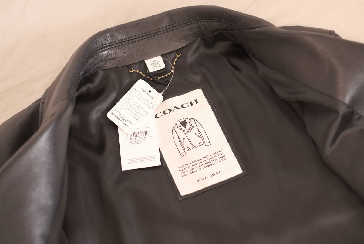 【新品】COACH コーチ_Leather Moto Jacket レザー モト ジャケット_メンズ/44サイズ COACH MOTO コーチ ダブルライダースジャケット&frasl;48&frasl;レザー&frasl;BLK&frasl;ICON JACKET&frasl;レザージャケット・ブルゾン&frasl;M 通販