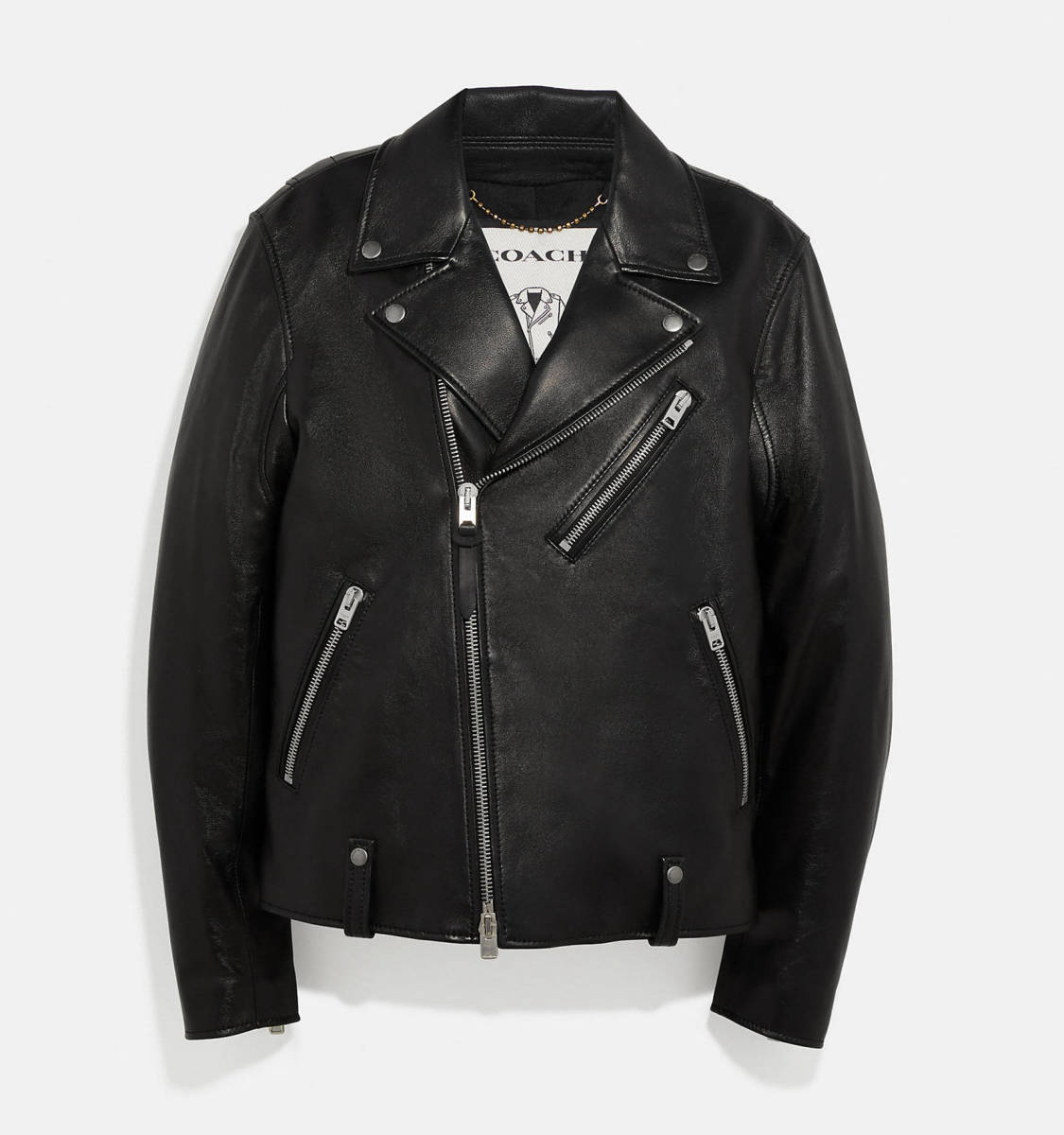 【新品】COACH コーチ_Leather Moto Jacket レザー モト ジャケット_メンズ/44サイズ COACH MOTO コーチ ダブルライダースジャケット&frasl;48&frasl;レザー&frasl;BLK&frasl;ICON JACKET&frasl;レザージャケット・ブルゾン&frasl;M 通販