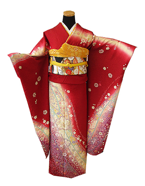 時代屋 裄68.6cm 秀逸品 ロング寸 金ラメ おぼろ染 振袖 袋帯 帯揚げ 