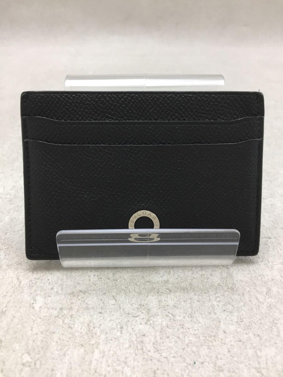 BVLGARI◆30405/レザー カードケース/レザー/BLK/黒/メンズ