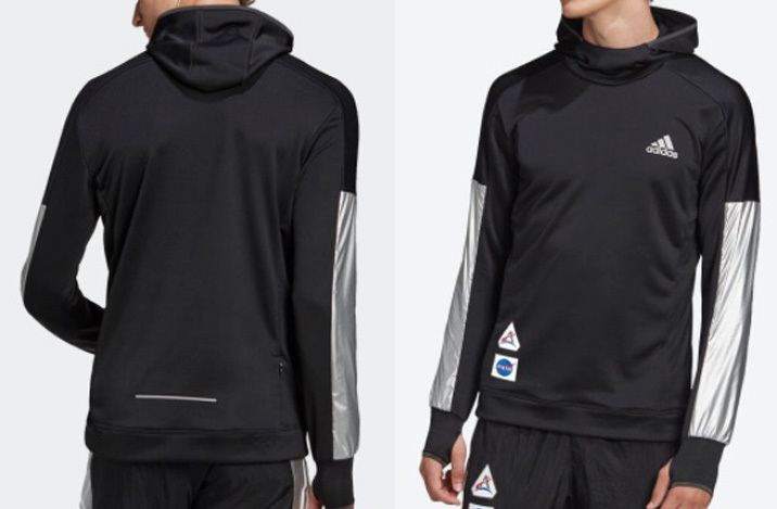 adidas 新品！SPACE RACE プルオーバーパーカーM黒系 送料無料 AEROREADY NASA
