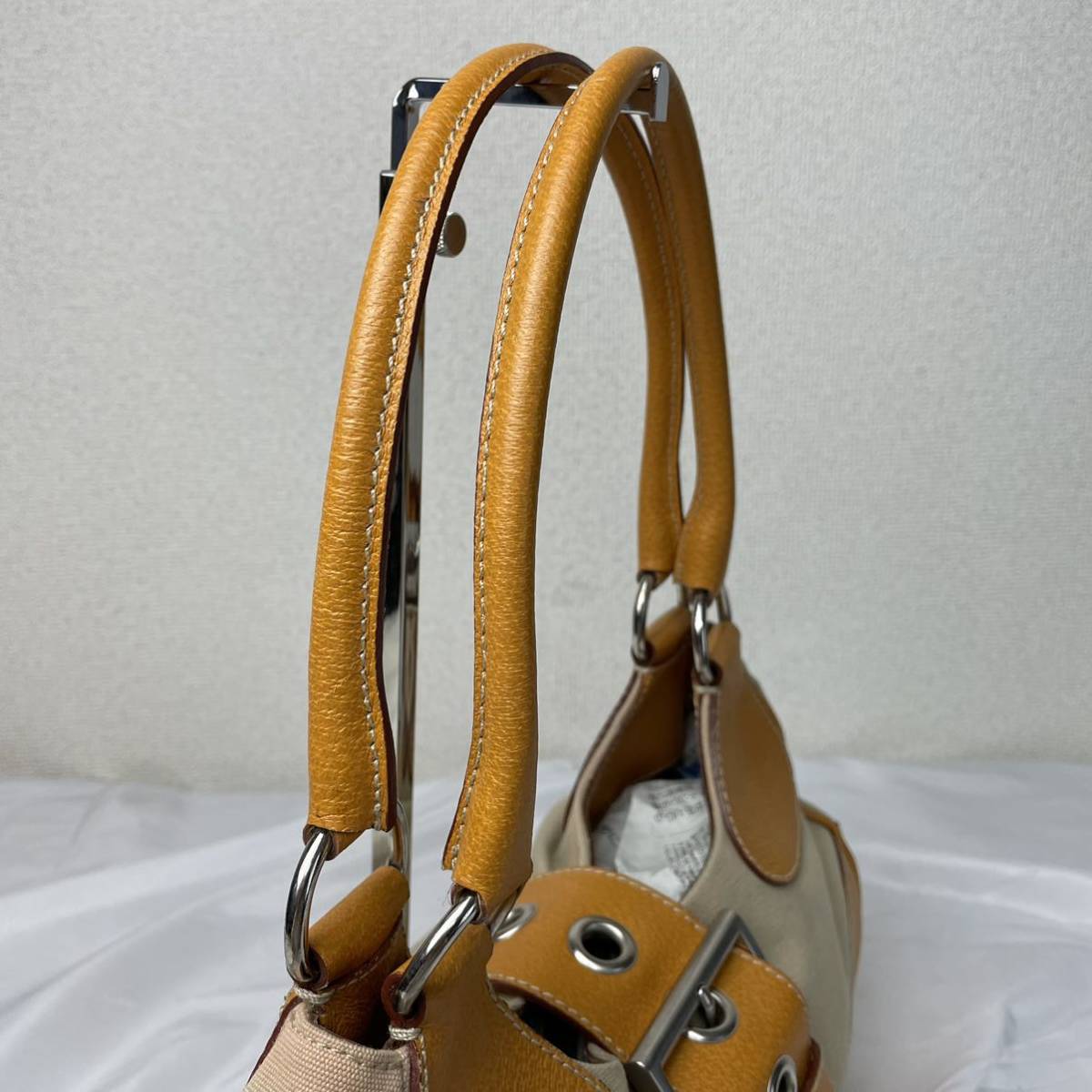 1円 PRADA プラダ キャンバス×レザー シルバー金具 ボストン 1円 PRADA プラダ キャンバス×レザー シルバー金具 ボストン