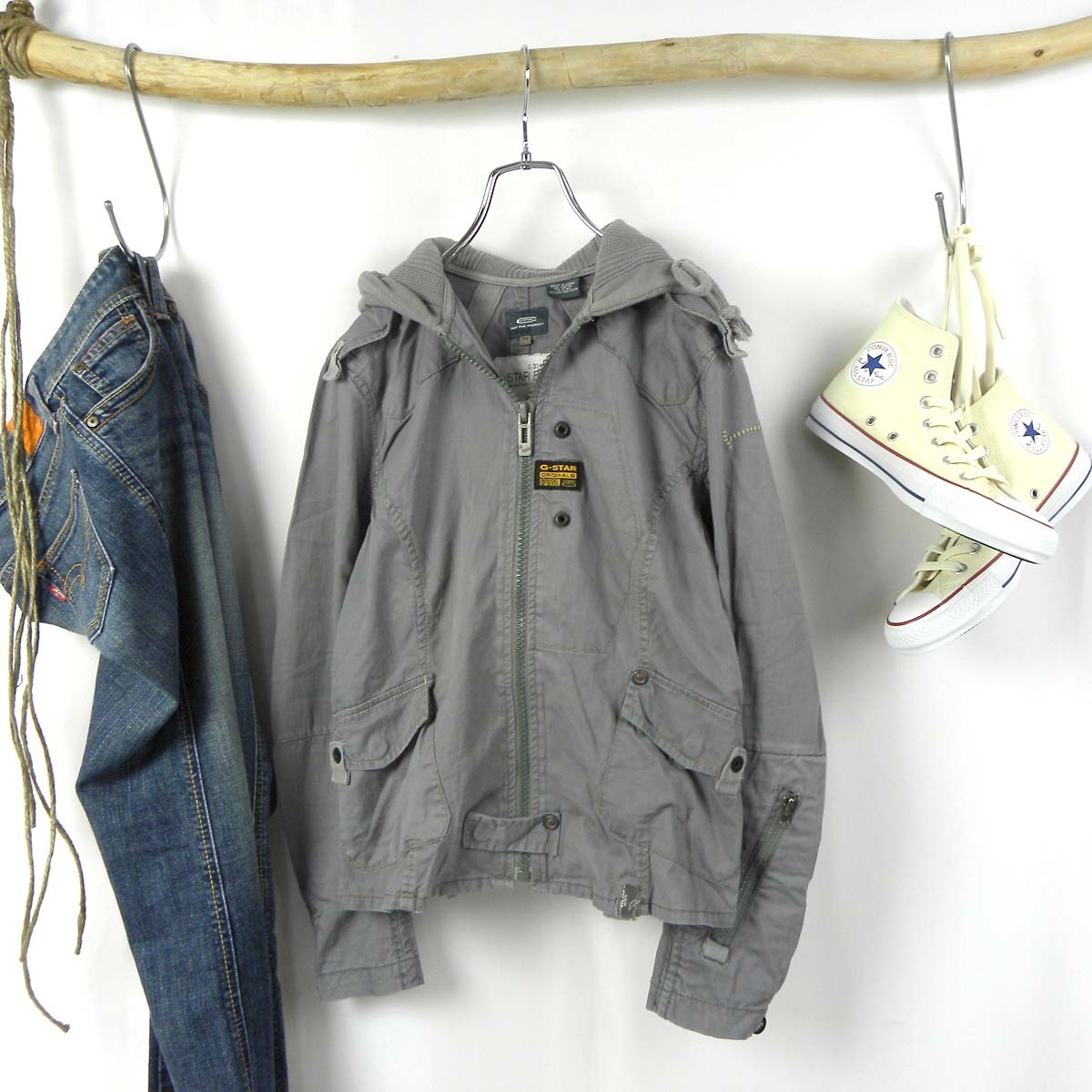 ジースターロウ G-STAR RAW コットン100％ フード付きフルZIP 