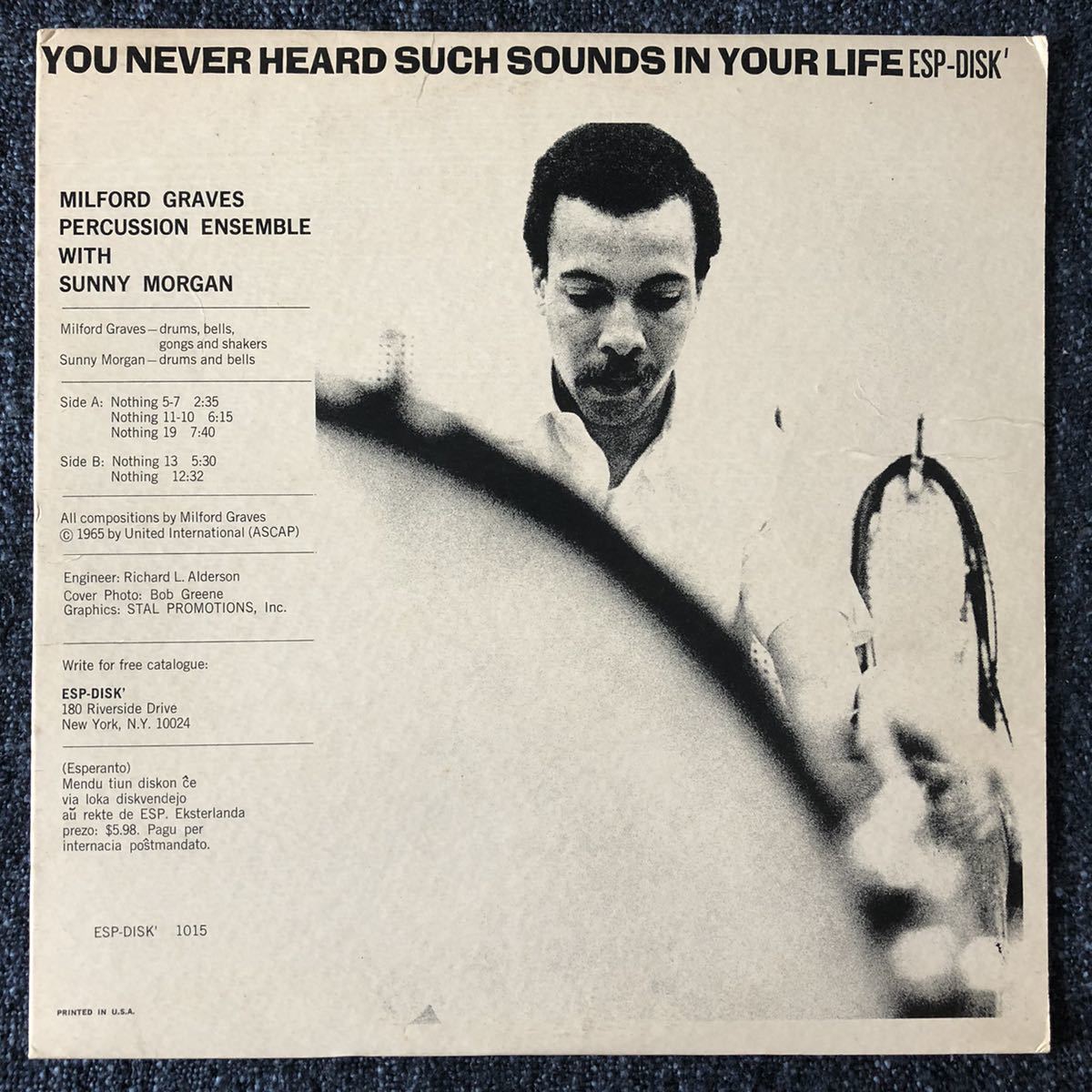  オリジナル盤 Milford Graves & Sunny Morgan Percussion Ensemble - You Never Heard Such Sounds In Your Life / ESP / ESP 1015(ジャズ一般)｜売買されたオークション情報、yahooの商品情報をアーカイブ公開 - オークファ ジャズ一般