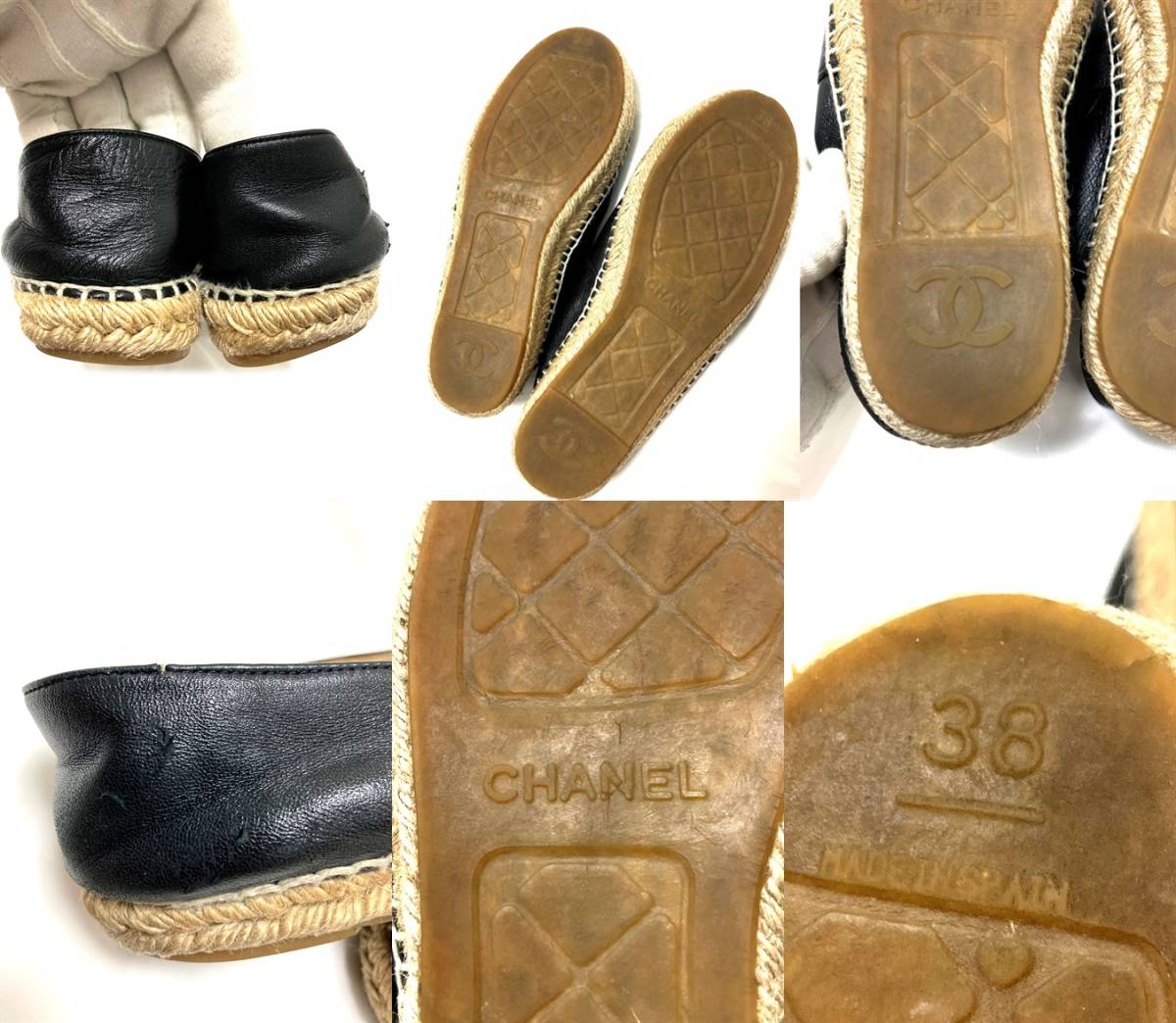 国内正規 CHANEL シャネル バレリーナ ブラック レザー エスパドリーユ 