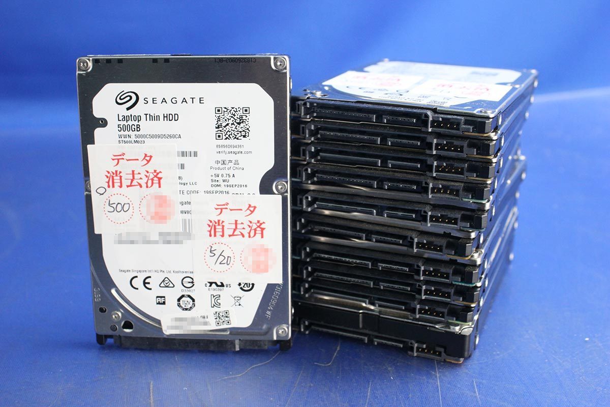2.5インチ内蔵型HDD 500GB×10個　正常動作品　② 正常判定!!】 HDD ハードディスク 2.5インチ 500GB 計10個 東芝