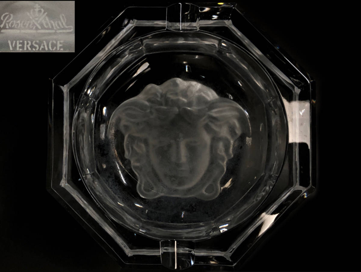 ma2/85 VERSACE ヴェルサーチ メデューサ ルミエール ガラス 灰皿 アッシュトレイ メンズ レディース クリア メドゥーサ