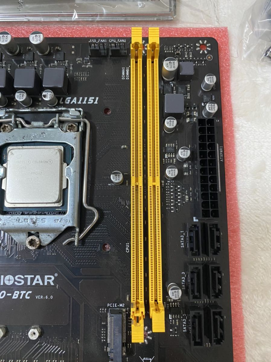 マイニング マザー BIOSTAR TB250 BTC CPU，メモリ付 リグ ビットコイン 仮想通貨 採掘