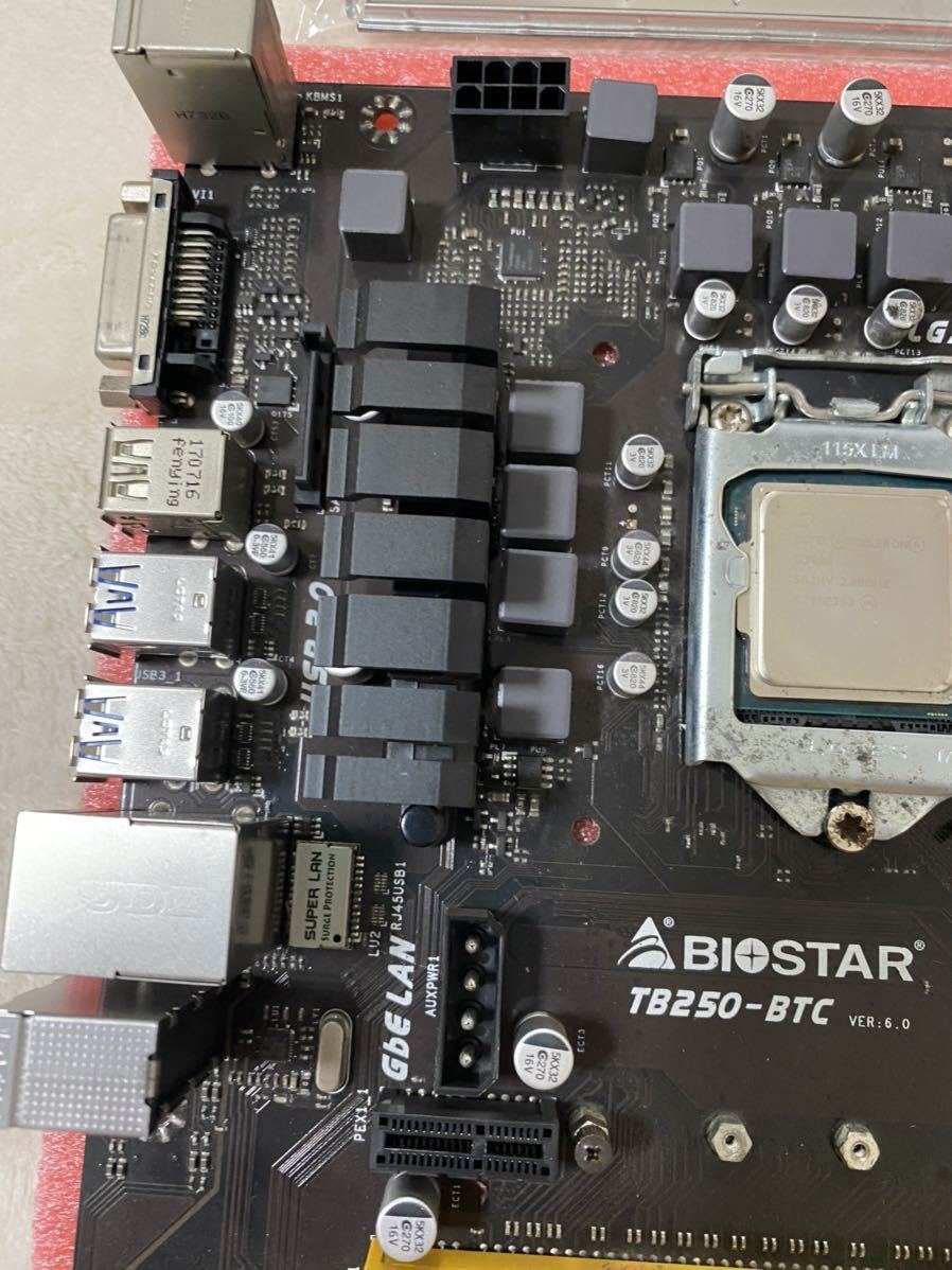 マイニング マザー BIOSTAR TB250 BTC CPU，メモリ付 リグ ビットコイン 仮想通貨 採掘