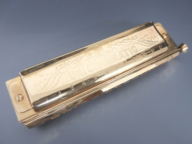 XF605☆希少品! トンボ ユニ・クロマチックハーモニカ ゴールド No