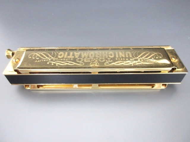 XF605☆希少品! トンボ ユニ・クロマチックハーモニカ ゴールド No