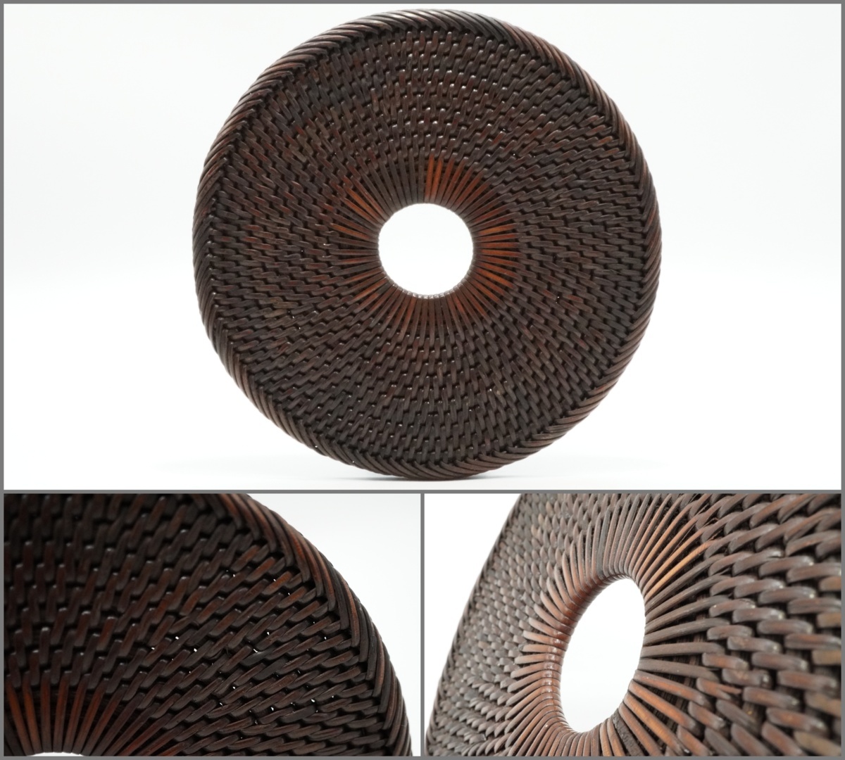 得価，新作登場 楽久希 古竹 竹編 瓶敷 媒竹 圓式 老竹 瓶底 瓶座 急須台 釜敷 籐編 茶道具 煎茶道具 竹工芸 精巧編(木工、竹工芸)｜売買されたオークション情報、yahooの商品情報をアーカイブ公開 - オークフ 木工、竹工芸