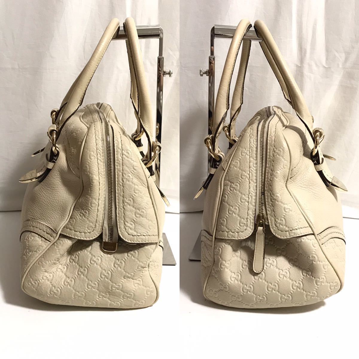 1円○美品○グッチ/GUCCI○ハンドバッグ○シマ/GG柄○リアルレザー 