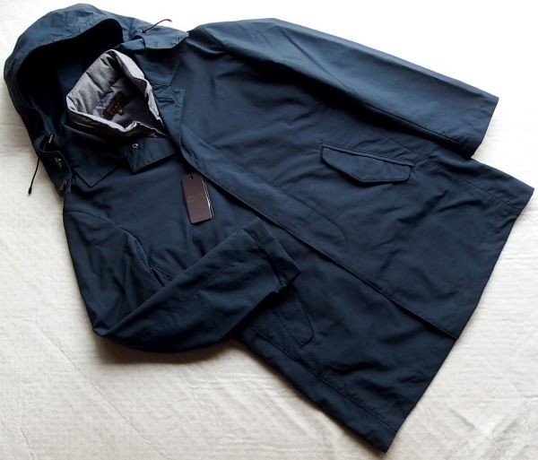 □新品 Christian Orani 中綿ベスト&フード付き3wayコート 紺/グレー L 