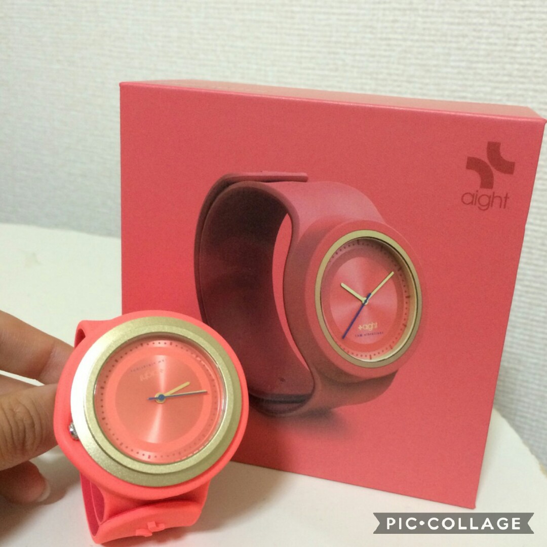新品本物aight watch フランス製デザイン腕時計/シリコンベルト/38mm/PunK Pink
