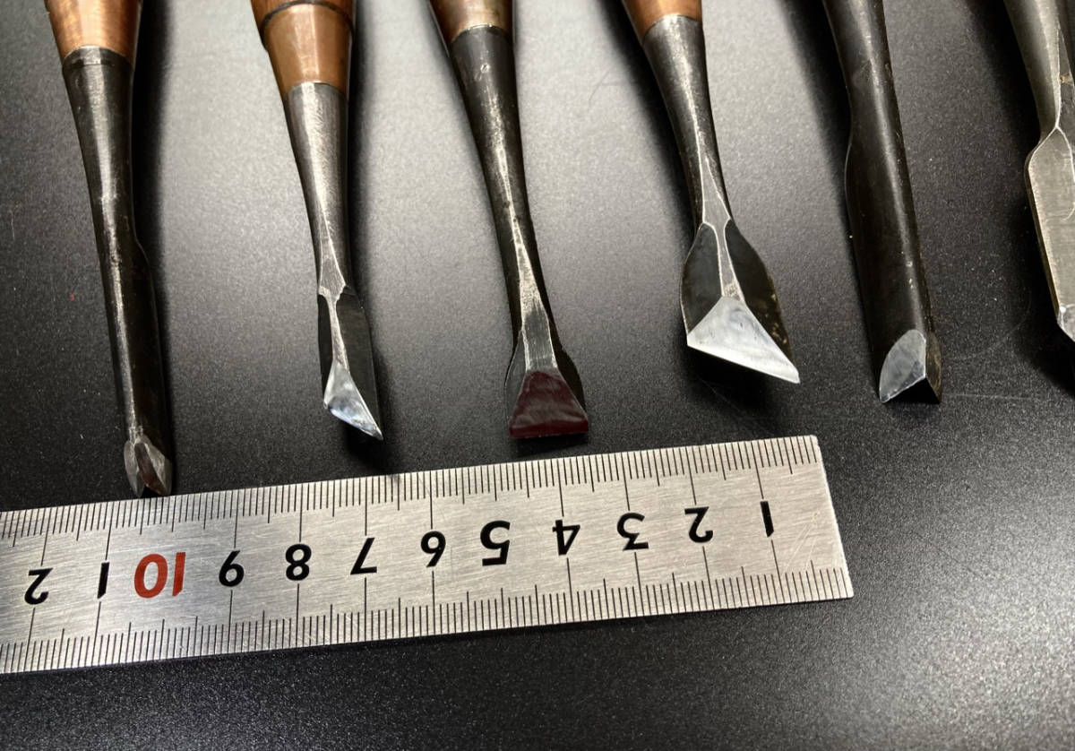 【兎】本職用！鑿　彫刻鑿　10本　助春　在銘（職人彫刻刀丸鑿匠宮大工DIY/棟梁/大工道具/鉋/のみ)_5