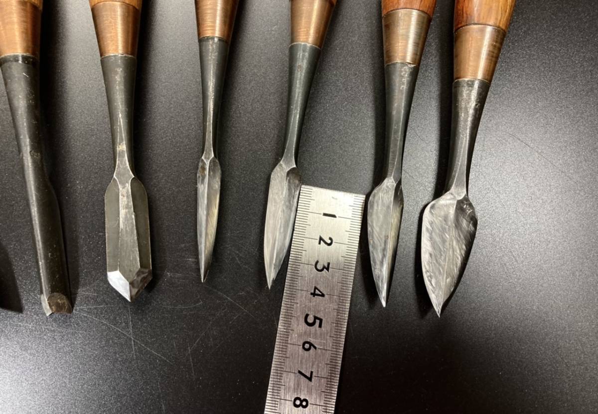 【兎】本職用！鑿　彫刻鑿　10本　助春　在銘（職人彫刻刀丸鑿匠宮大工DIY/棟梁/大工道具/鉋/のみ)_6