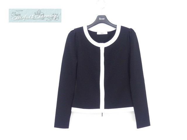 Rene バイカラー　カーディガン 0 - Rene カーディガン 美品¥49,500♡Rene♡バイカラーカーディガン(春