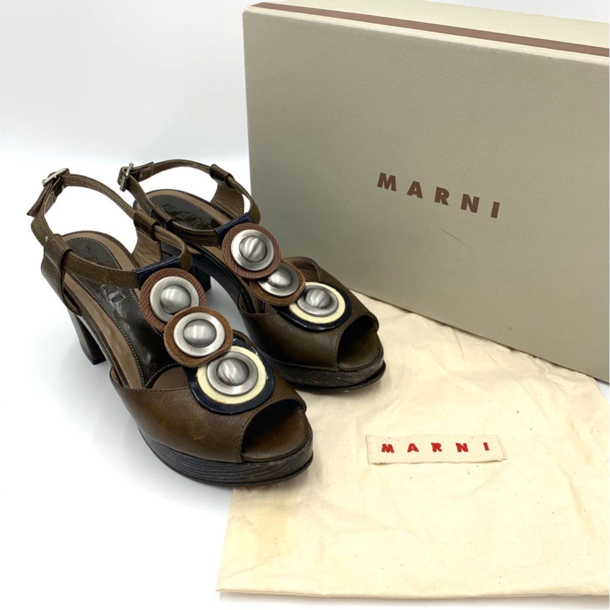 最安値，お得 @ 良品 / 箱付き '高級 ラグジュアリー靴' MARNI マルニ 本革 ウッドソール サンダル ミュール SIZE:36 レディース シューズ 婦人靴(その他)｜売買されたオークション情報、yahooの商品情報 女性用