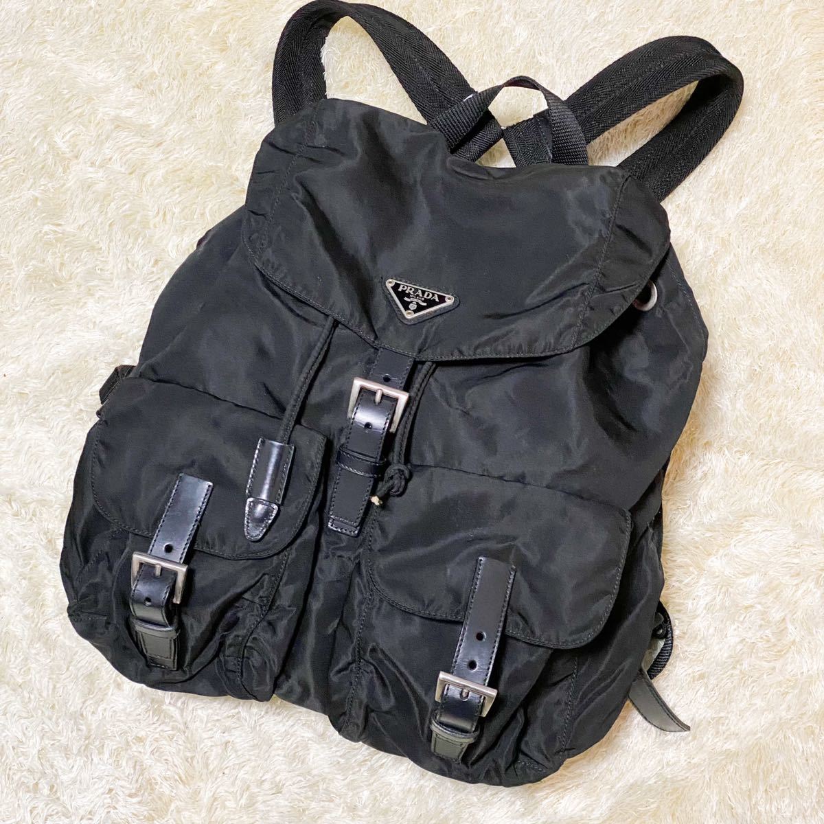 PRADA プラダ リュック ナイロン レザー 三角プレート 【公式通販】
