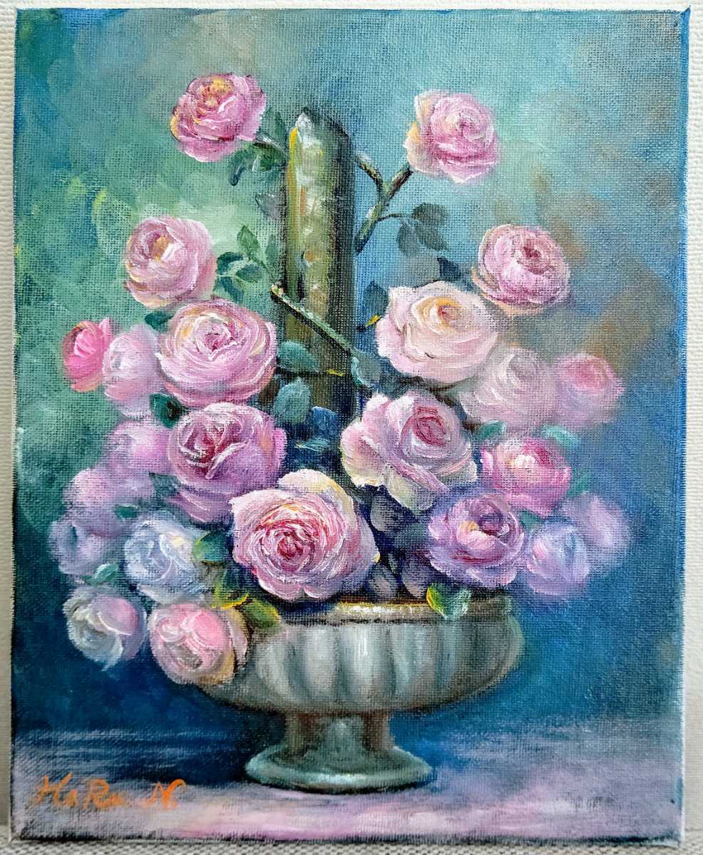 中島敏春★【薔薇】★真作保証★ 1点物/原画★キャンバスF6号★直筆サイン★ 中島敏春☆【薔薇】☆真作保証☆ 1点物/原画☆キャンバスF6