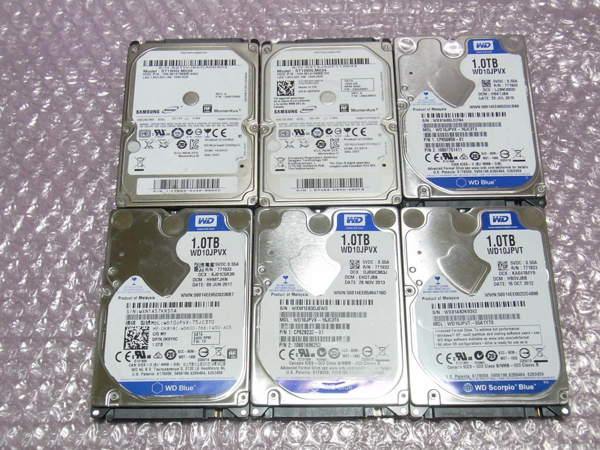 B26673 O-09004 2.5インチ HDD 1TB 6個セット 判定正常