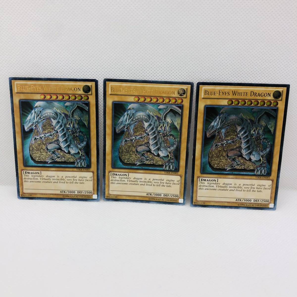 【中古品】遊戯王 英語版 青眼の白龍 ブルーアイズ 3枚セット レリーフレア