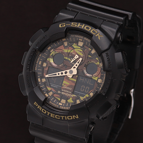1円☆稼働☆良品【カシオ/Gショック】GA-100CF 迷彩柄文字盤 デジアナ 