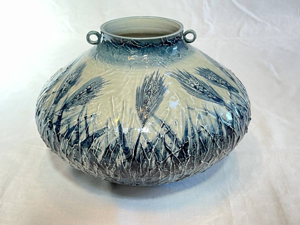 日展陶芸作家 草場正人 作 花瓶 有田焼 共箱 陶芸
