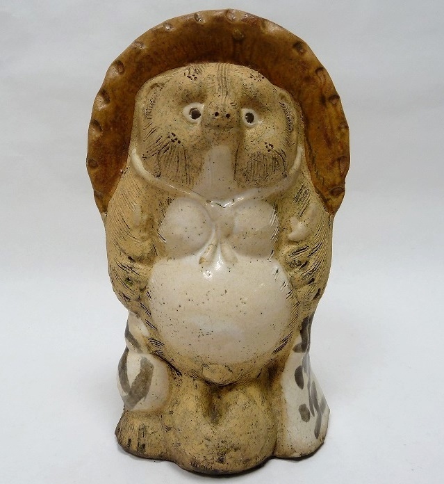 ☆BM5)☆[SALE]信楽焼 たぬき 置物 タヌキ 狸 陶器製 高さ23㎝ オブジェ