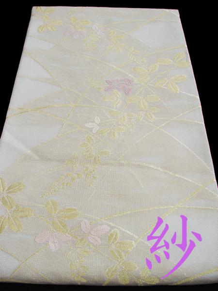 きものしらゆり 夏帯 紗 に豆の花柄の上品な袋帯 Q918(仕立て上がり)｜売買されたオークション情報、yahooの商品情報をアーカイブ公開 - オークファン 仕立て上がり
