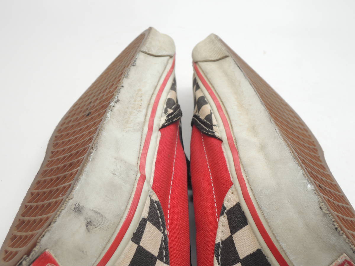 レア! 90s USA製 VANS Slip-On サイズ 9 1/2 チェッカー 白黒赤 