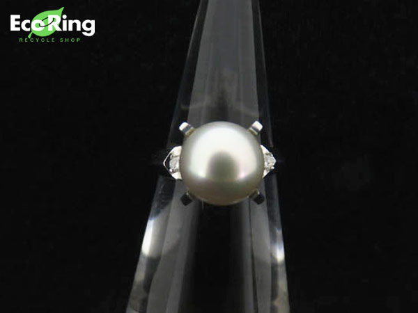 1円 K14WG×パール×ダイヤモンド リング HG172