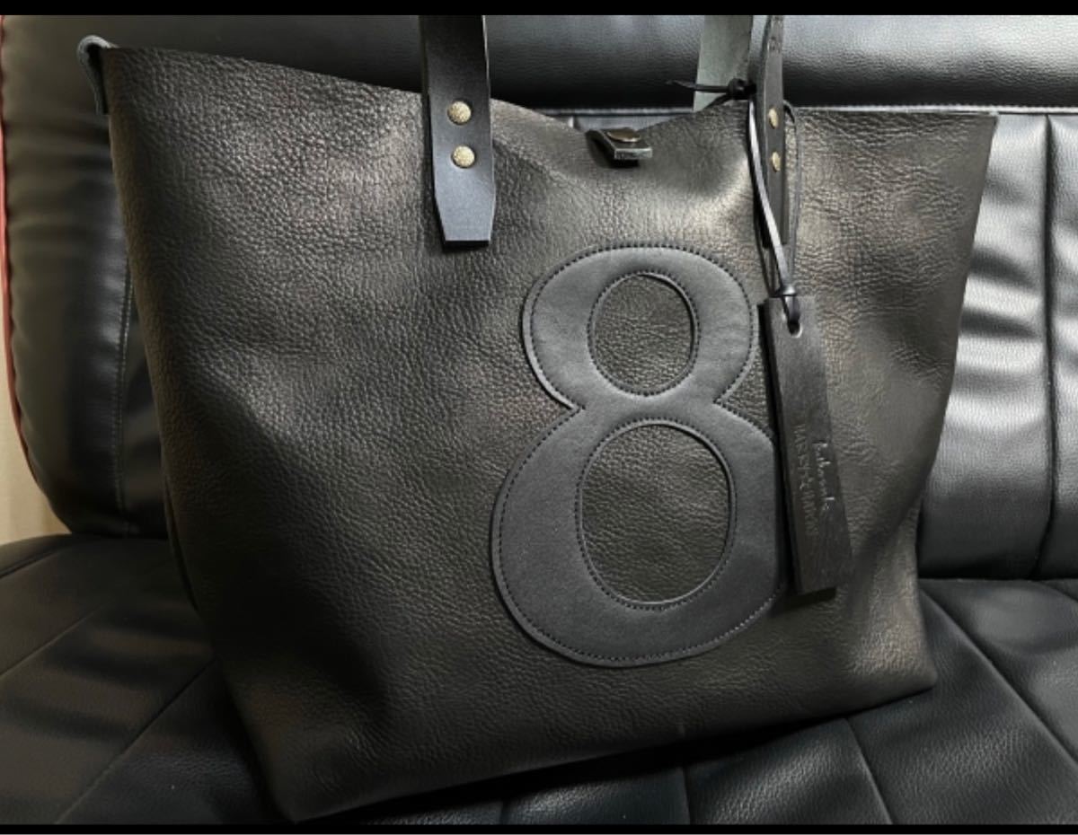 ハンドメイド レザー トートバック ブラック 8ロゴ Tote HARRY 