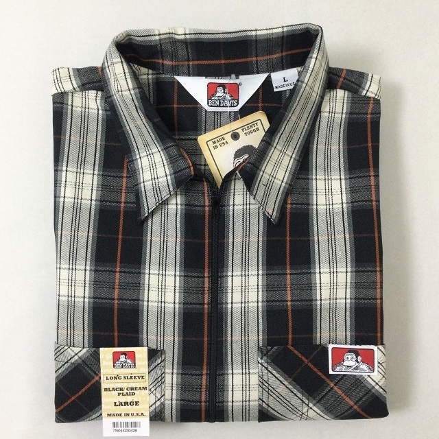 Ben Davis Long Sleeve 1/2 Zip Shirts Plaid ベンデイビス ハーフ ジップ ロングスリーブ シャツ チェック USA サイズ L Sleeve Zip Long New With Store