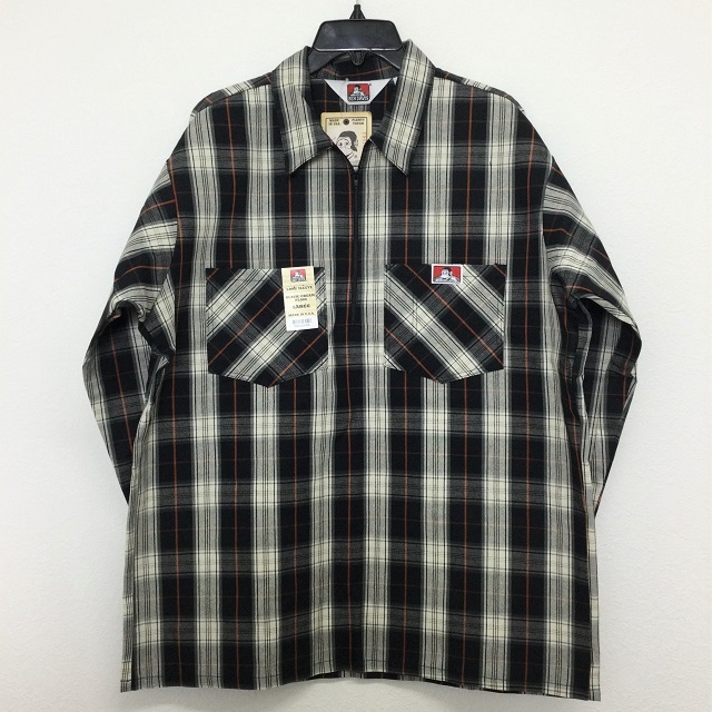 Ben Davis Long Sleeve 1/2 Zip Shirts Plaid ベンデイビス ハーフ ジップ ロングスリーブ シャツ チェック USA サイズ L Sleeve Zip Long New With Store