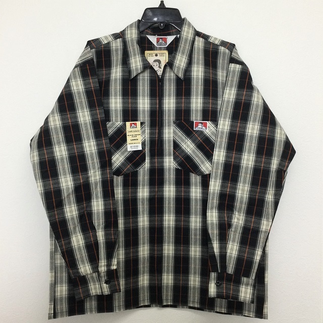 Ben Davis Long Sleeve 1/2 Zip Shirts Plaid ベンデイビス ハーフ ジップ ロングスリーブ シャツ チェック USA サイズ L Sleeve Zip Long New With Store