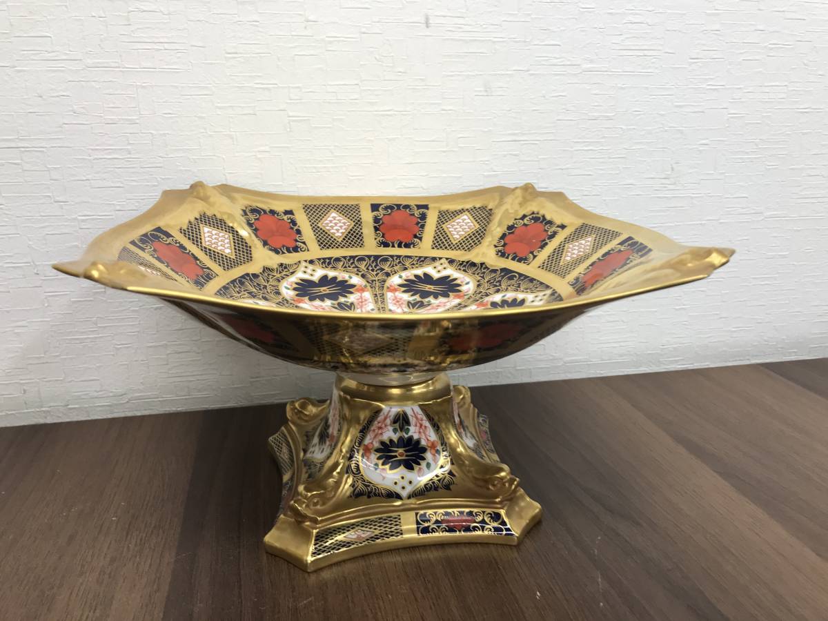 J-351 ロイヤルクラウンダービー オールドイマリ コンポート皿 金彩 和