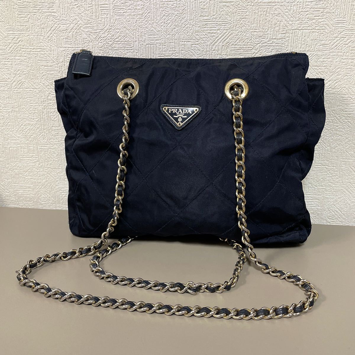 1円～ PRADA プラダ ナイロン キルティング チェーン ショルダーバッグ 