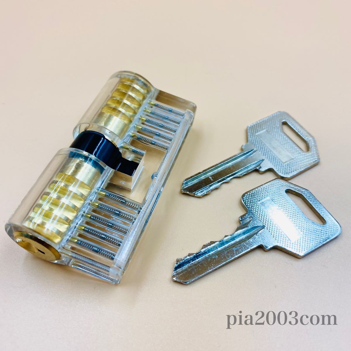 3点セット スケルトン 鍵 クリア南京錠 内部が見える タンブラー 透明 ピッキングツール対策 鍵師 工具 防犯 鍵開け 解錠練習 スペアキー_4