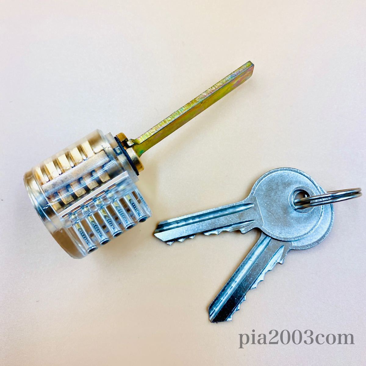 3点セット スケルトン 鍵 クリア南京錠 内部が見える タンブラー 透明 ピッキングツール対策 鍵師 工具 防犯 鍵開け 解錠練習 スペアキー_6