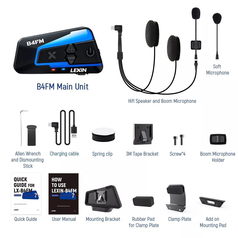 バイク用 bluetooth ヘッドセット LX-B4FM pro ヘルメット用通信