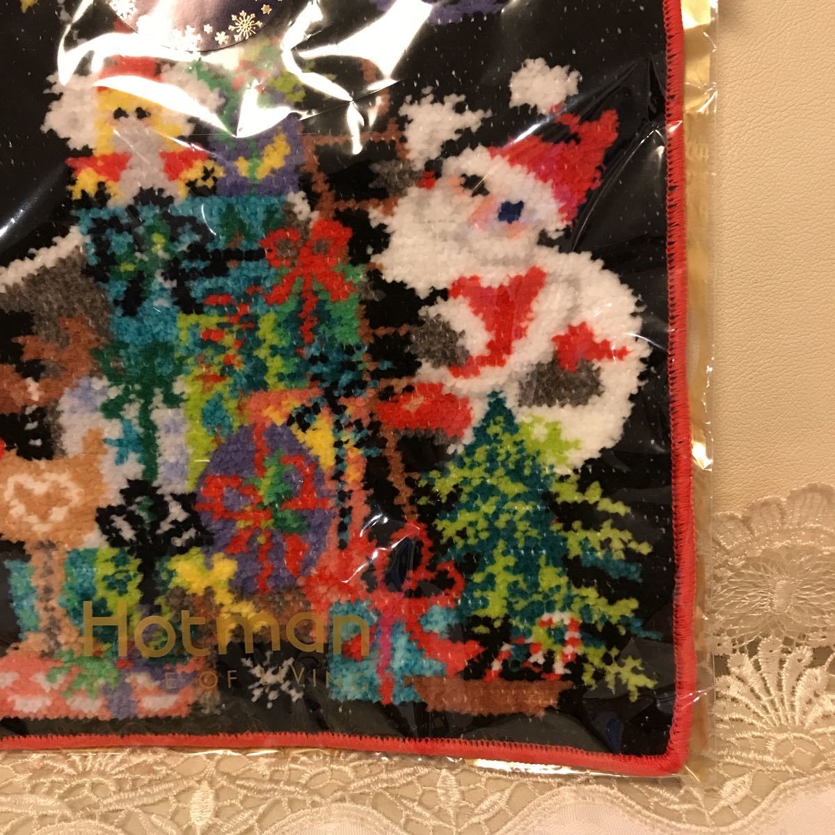 ホットマンシェニールサンタクロース ハンカチ ホットマン シェニール タオルハンカチ シェニール 織 タオル ハンカチ
