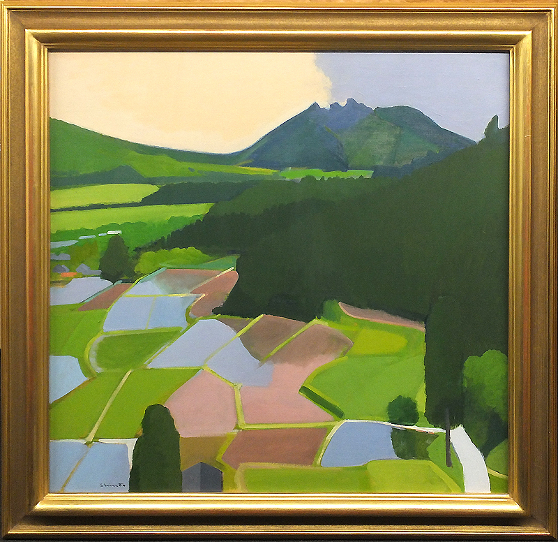 進藤蕃、『萌える阿蘇と根子岳』、希少な画集より、新品高級額 GLC】進藤蕃 「水田の根子岳」 ◇進藤蕃全画集掲載（求龍堂画集）油彩