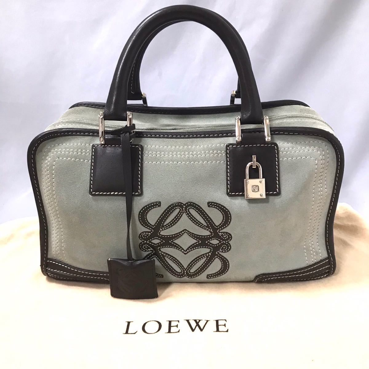 希少 レアカラー LOEWE アマソナ28 グレー ハンドバッグ 希少 レア 
