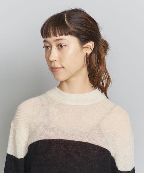 B&Y ユナイテッドアローズ モヘヤ混ふわふわ2トーンのニット ブラック 