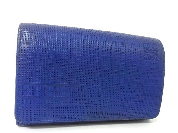 1円 LOEWE ロエベ アナグラム レザー ゴールド金具 二つ折り 財布