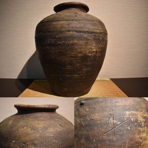 DHU838 △ 旧家所蔵 古備前壺 時代品 床飾り 花器 古陶器 時代箱付 蓋